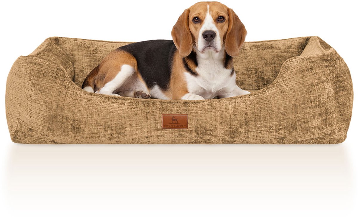 Orthopedisch hondenbed Cremona van Knuffelwuff, gemaakt van gestructureerde stof met gemêleerd karakter XL 105 x 75cm Lichtbruin