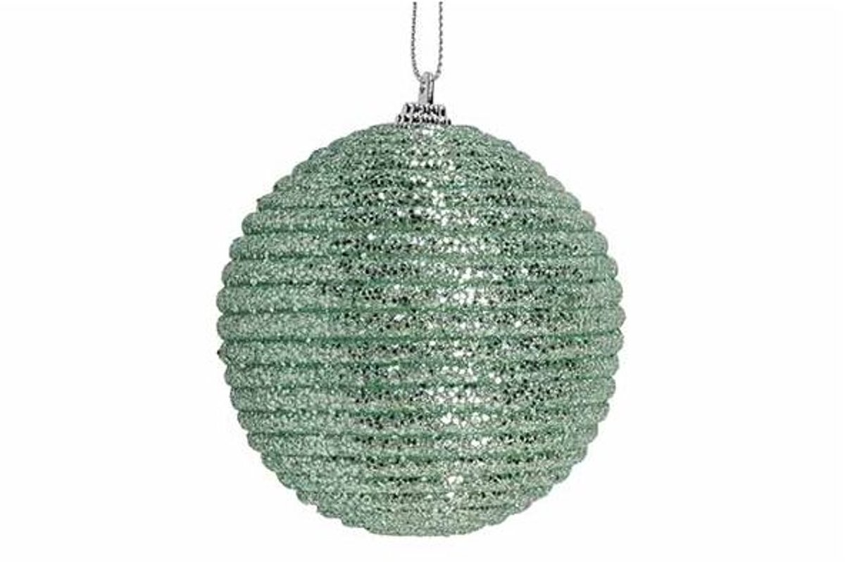 Kerstbal Rope Glitter Groen D8cm Kunstst Of