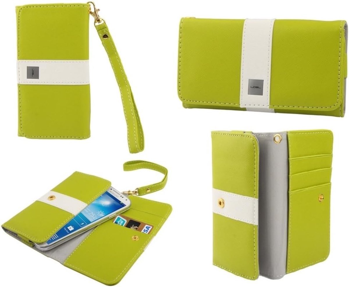 Premium met Color Line Design met Kaarthoes voor Tecno M6 - Pistache
