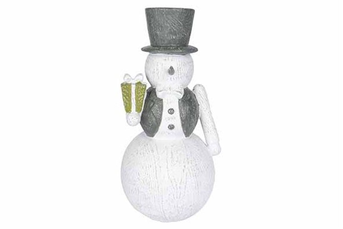 Sneeuwman Gifts Groen - Wit 13x12xh26cm Polyresin