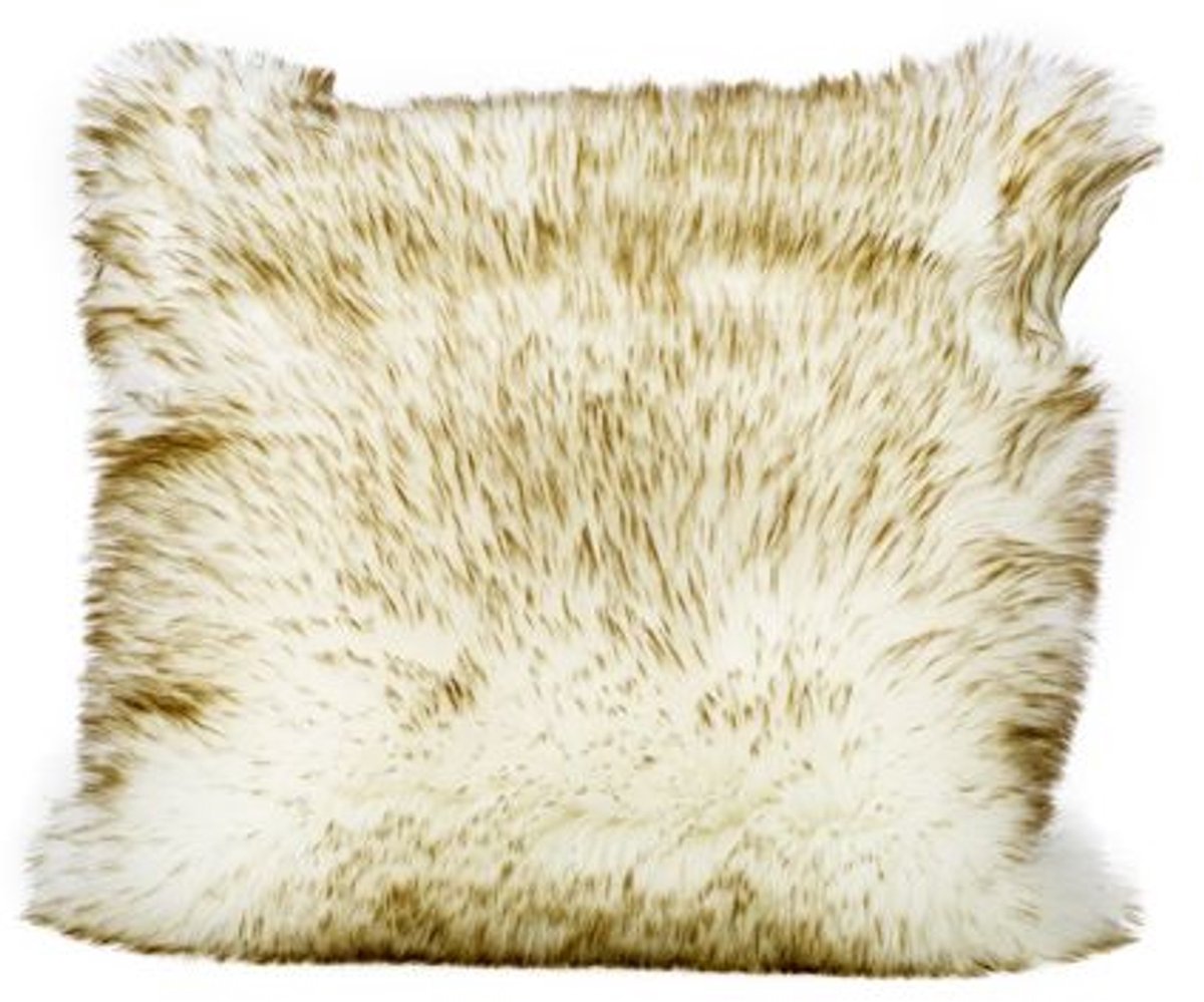 Cosy @ Home Kussen Long Faux Fur Brownwash Wit 45x45