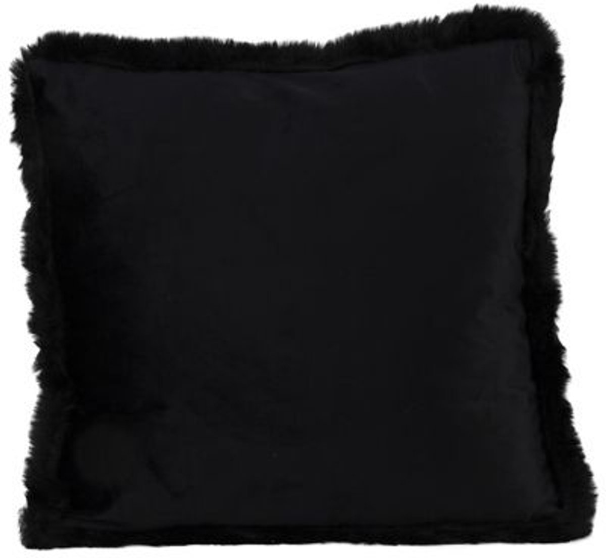 Cosy @ Home Kussen Fur Piping Zwart 45x45xh10cm Poly