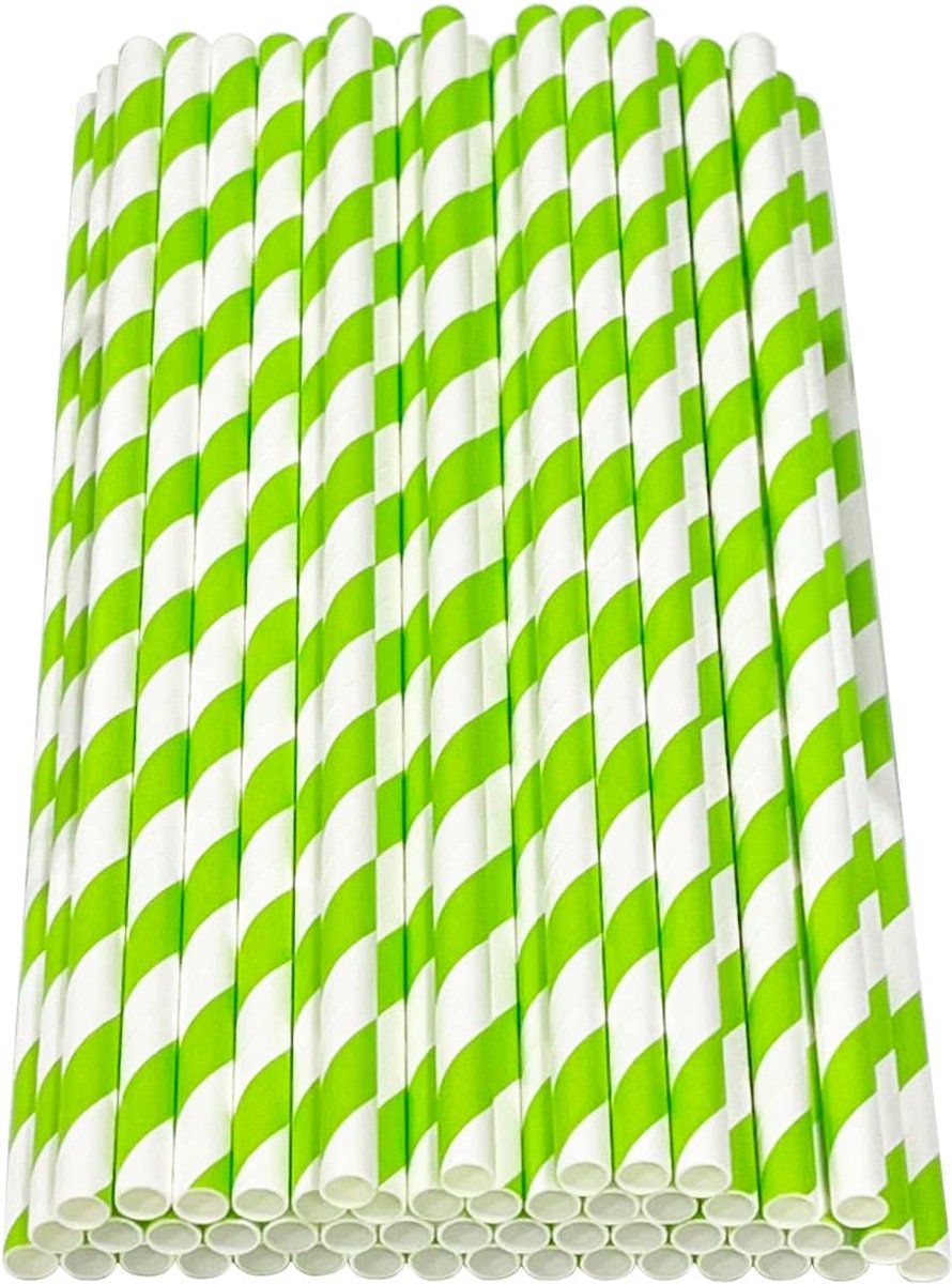 Rietjes, biologisch afbreekbare papieren rietjes voor het drinken van cocktail, koffie, koude dranken (groen)