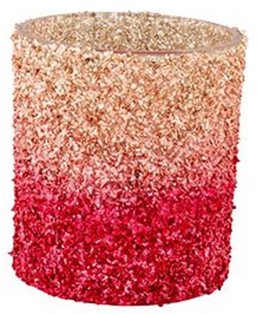 Cosy @ Home Theelichthouder Glitter Degrade Rood 7x7