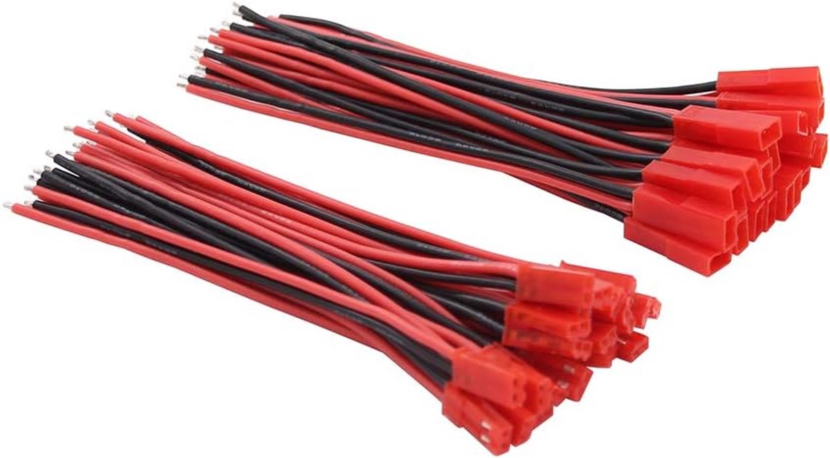20pairs 22awg 2 Pin JST Connector Mannelijke Vrouwelijke Plug 10 cm Siliconen Draad voor LED Lamp Strip RC Speelgoed BEC Batterij (Pack van 20)