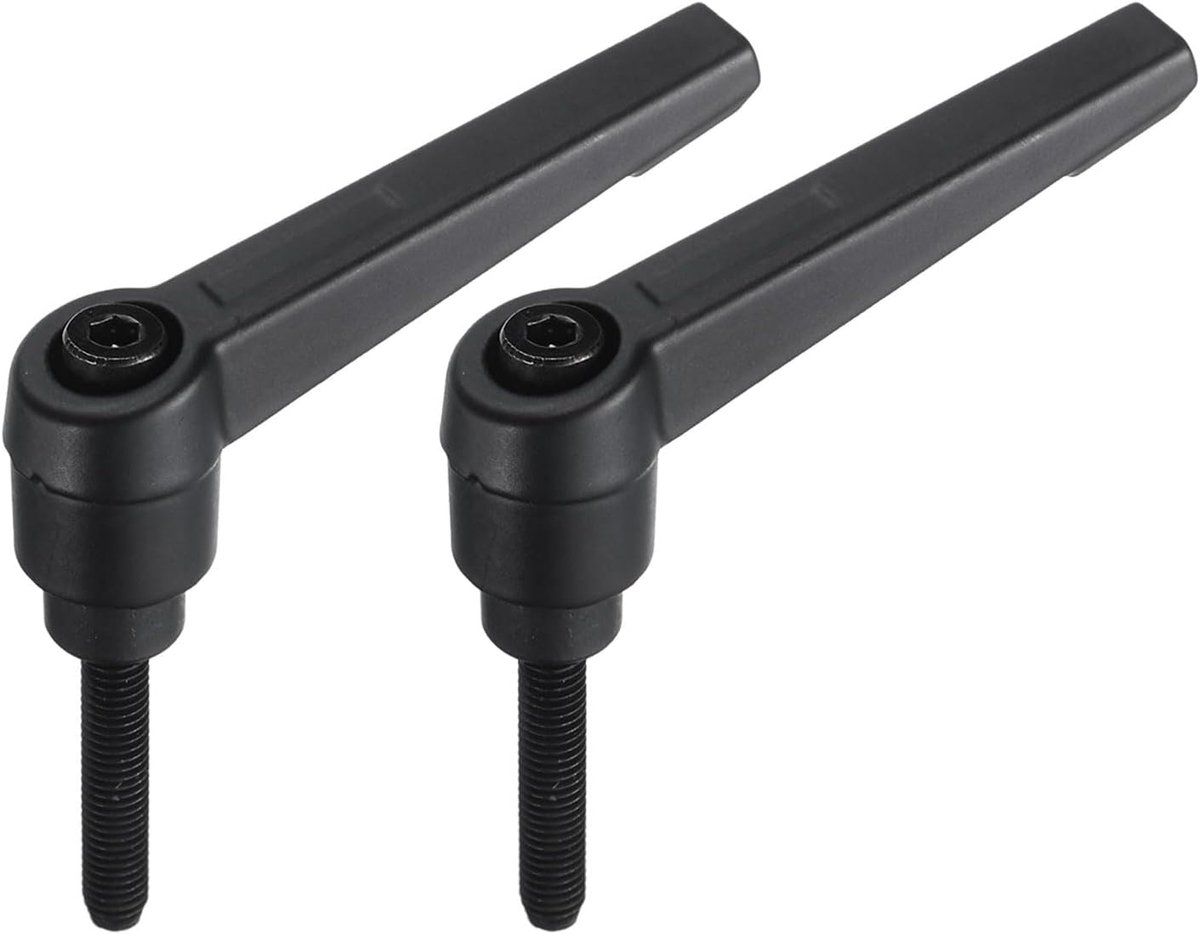 M5 x 25 mm handvat verstelbare spanhendel schroefdraad drukknop ratel mannelijke schroefdraadpen knoppen vergrendelende draaigrepen snelsluitbouten zwart 2 stuks