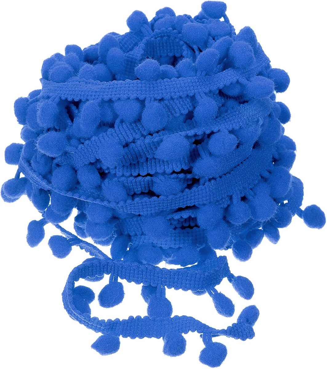 10 yards Pom Pom Ball Fringe Trim, lint naaiaccessoires DIY knutselen voor thuis gordijn kleding kussen decoratie (8 mm, blauw)