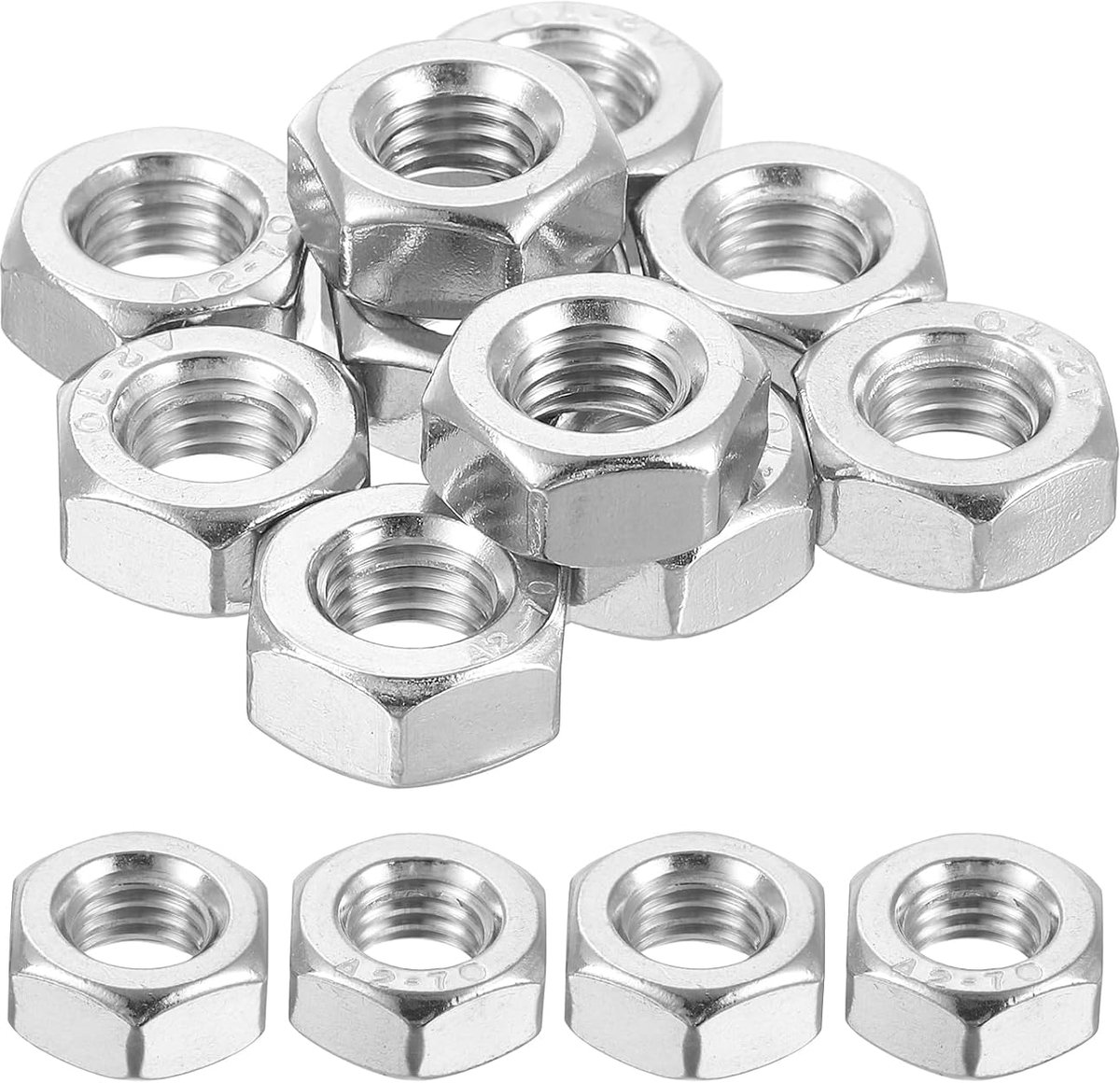 Linkerhand zeskantmoer M10 x 1,5 mm 304 roestvrij staal linker hand inverse zeskantige moer voor montage en bevestiging zilver 10 stuks