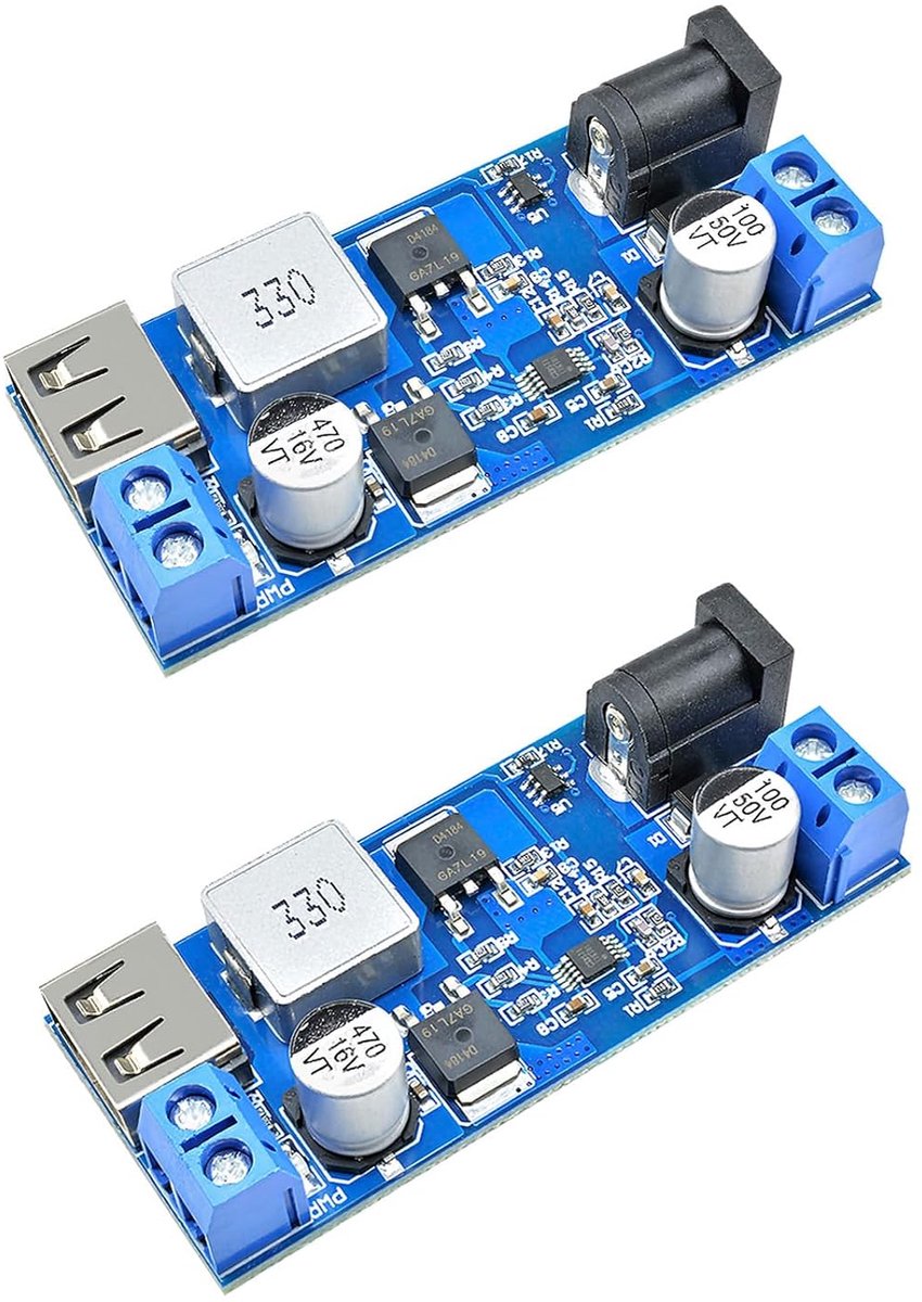 Buck Converter Module,24V/12V Naar 5V 5A Power Module DC-DC Step-Down Voeding Converter 2 stuks.
