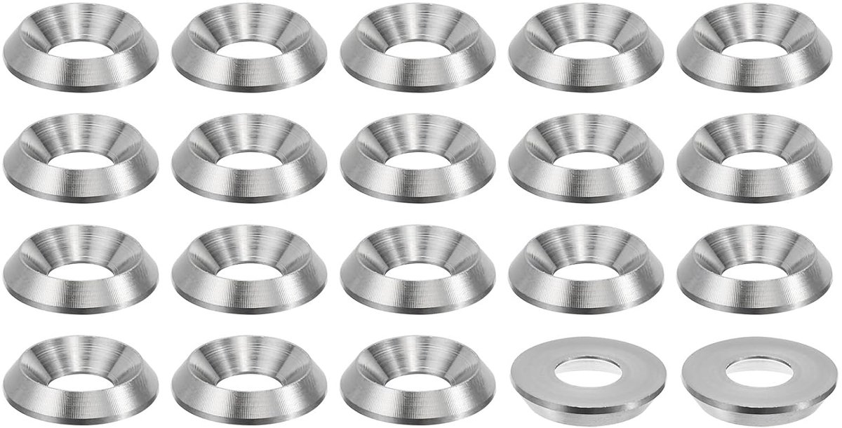 M6 Afgewerkte zinken schijf 20Stk 15mm Diam. 2.8mm Hoog 304 roestvrij staal Vlakbek schaalschroef Bolzenkop afdichting voor industriële constructie