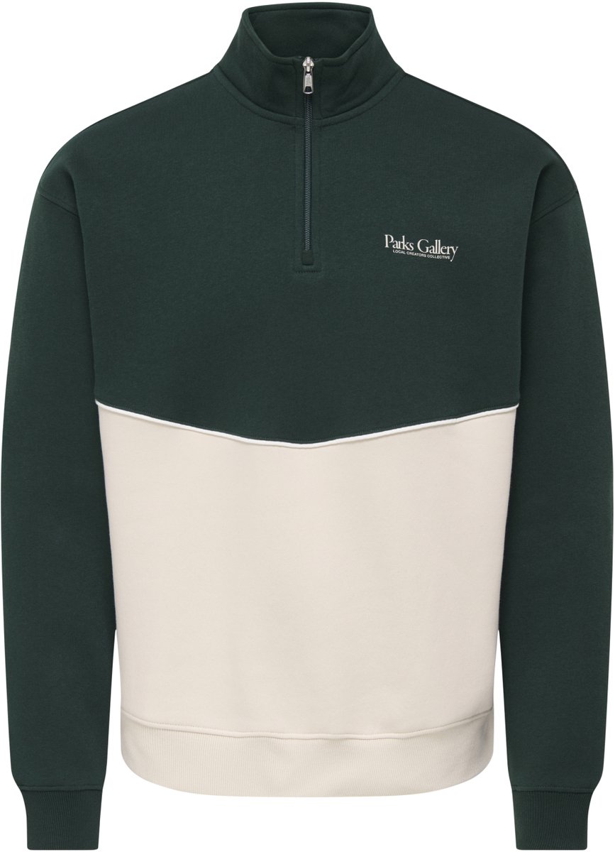 Only & Sons Ceres Rlx Half Zip Parks High Neck Heren Sweater MPG Groen