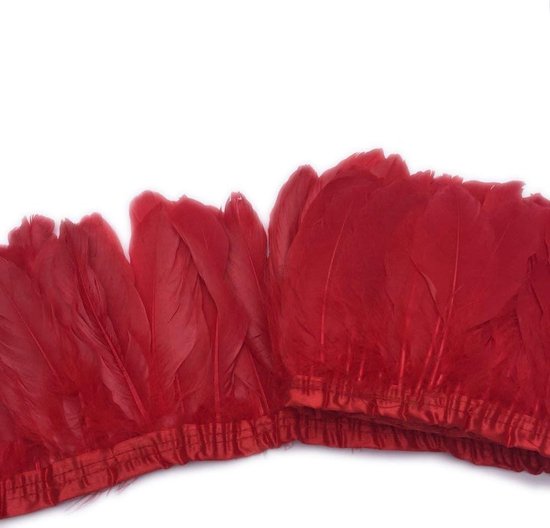 Duck Goose Feather Trim Fringe Naaien Craft 2 Yards (rood) — afbeelding 2
