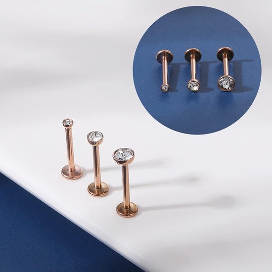16G Pushin Lip Rings, roestvrij staal Medusa Piercing Sieraden, 2mm 3mm 4mm CZ Forward Helix Earring, Labret Monroe Piercing Sieraden voor Vrouwen Mannen — afbeelding 4
