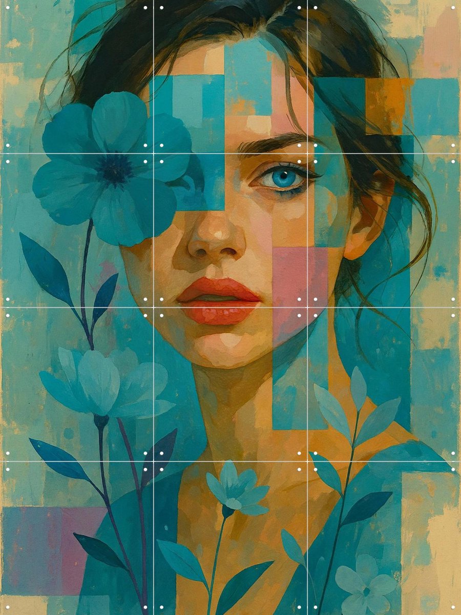 IXXI Please Dont Ask Me To Smile, Moonheart Artworks - 60 x 80 cm - Gratis ophangtool - Grote wanddecoratie en posters - Geometrische Kunst