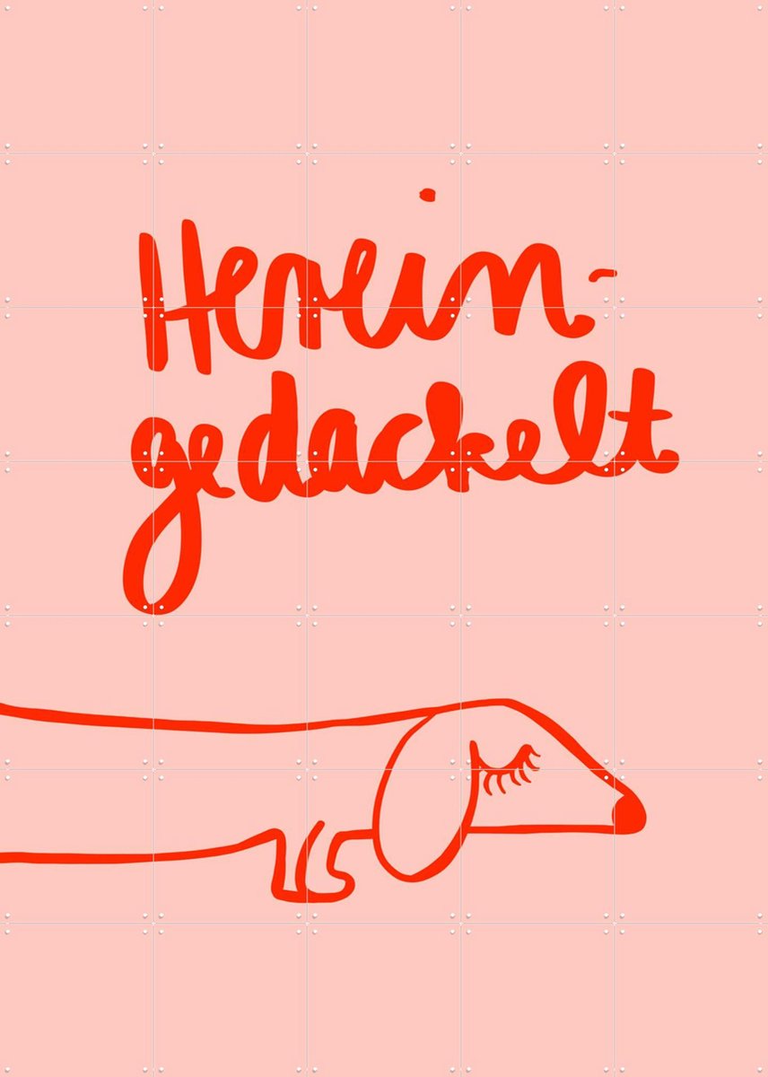 IXXI Hereingedackelt, Hej.Ibiza - 100 x 140 cm - Gratis ophangtool - Grote wanddecoratie en posters - Line art, Cartoonesk, Typografie, Illustraties