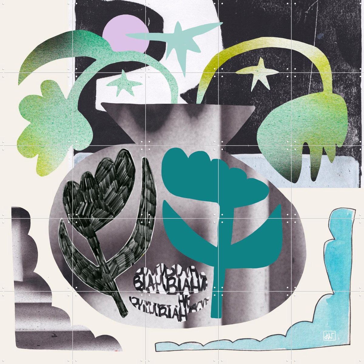 IXXI Flower Out Loud, Henriette Visscher - 100 x 100 cm - Gratis ophangtool - Grote wanddecoratie en posters - Collage, Gemengde Technieken, Abstract