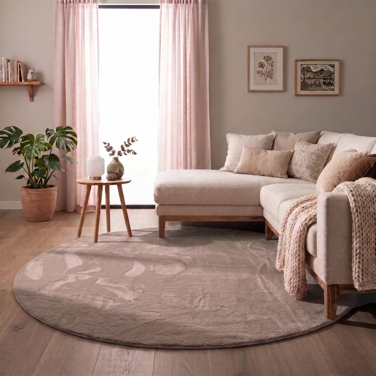 NATURL. Rond laagpolig vloerkleed - Cozy Taupe - Ø 150cm