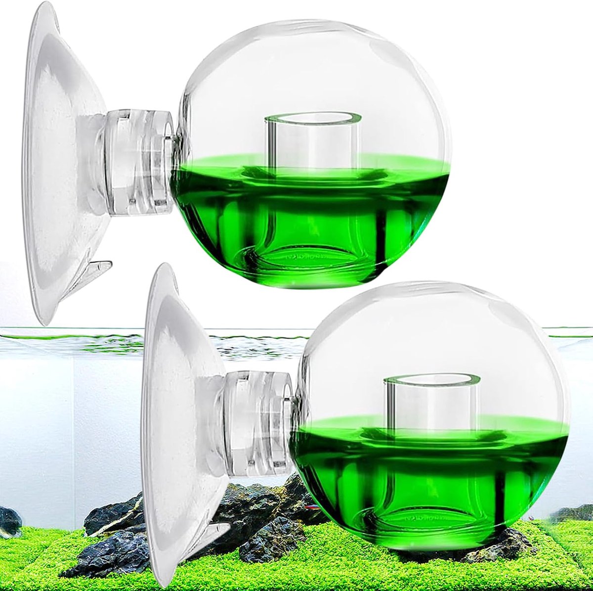 2 stuks CO2 permanente test aquarium, CO2-tester aquarium, aquarium CO2-monitor, CO2-test druppel checker aquarium, CO2 glas tester, voor zoetwateraquaria geplante vis tank
