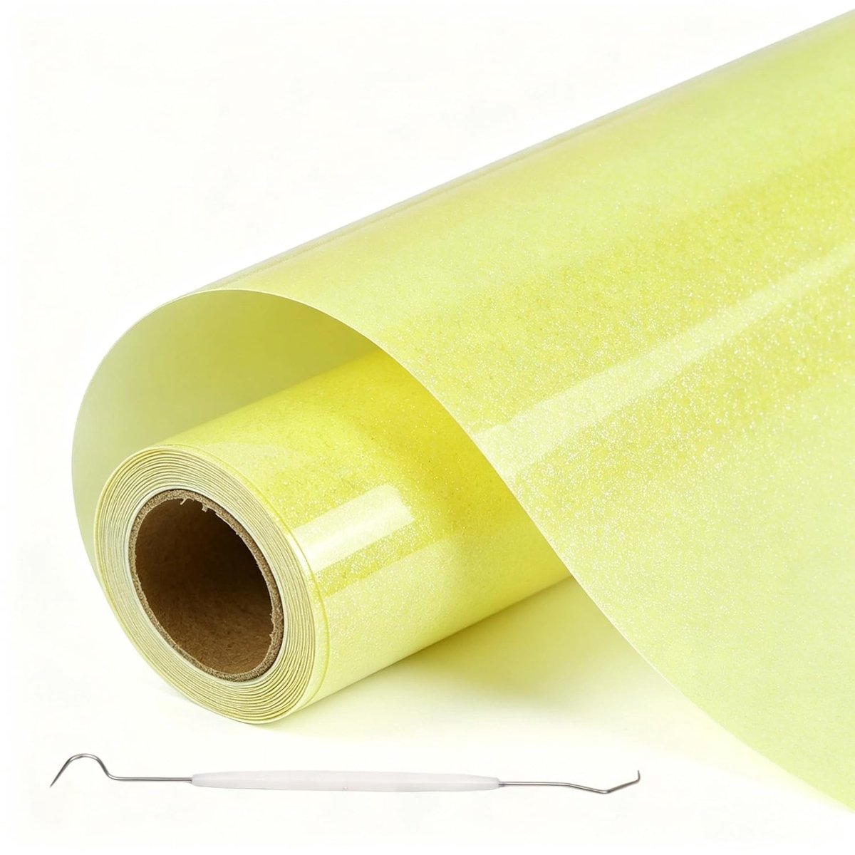 Iron On Heat Transfer Vinyl Paper 30×200 cm,Plotterfolie Textiel Transferfolie Plotter Flexibele Folie,Gemakkelijk Snijden voor Cricut,T-shirt,Stoffen (Gele glitter)