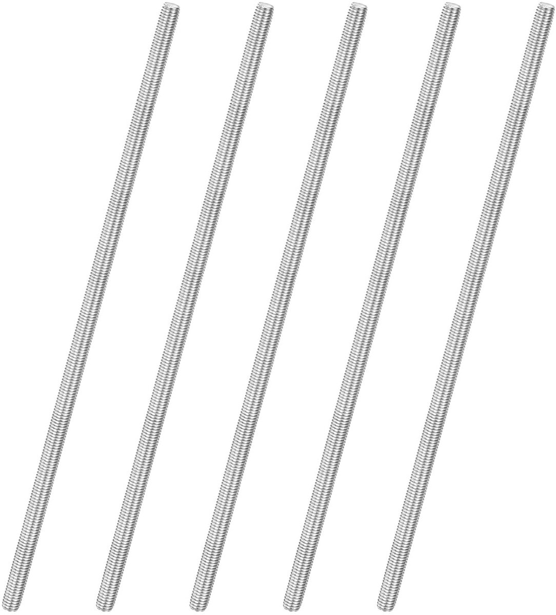 METERXITY 5 stuks volledige schroefdraadstang M8 x 300 mm 304 roestvrij staal rechtse schroefdraad staafbouten voor meubels ankerbouten/klemmen/U-bouten metrische schroefdraadschroef