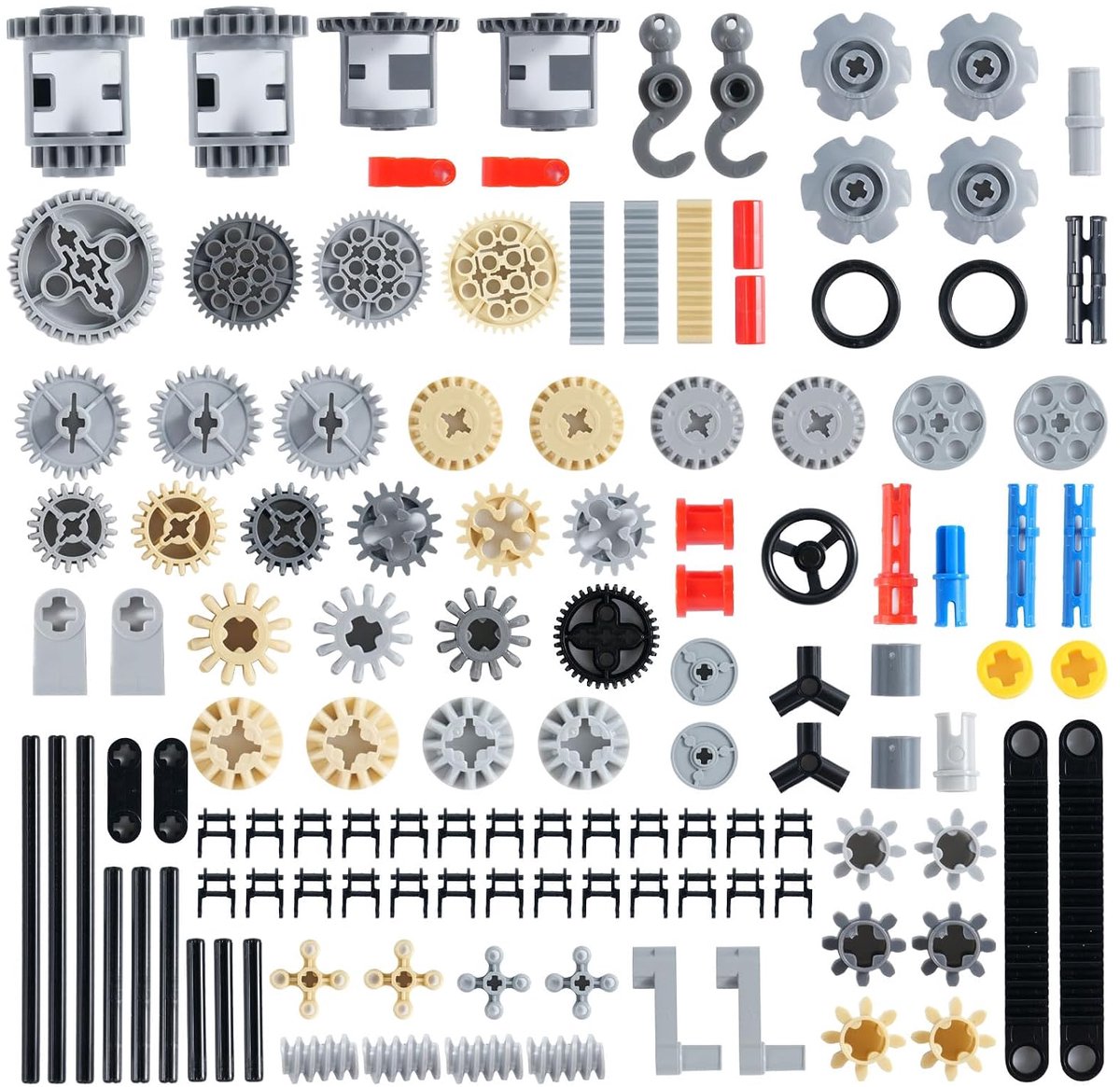 116-delige reserveonderdelenset voor techniek met tandwielen, assen, differentiële kettingen, verbindingsaccessoires, Gear and Axle set voor techniek, klembouwstenen, bouwblokken
