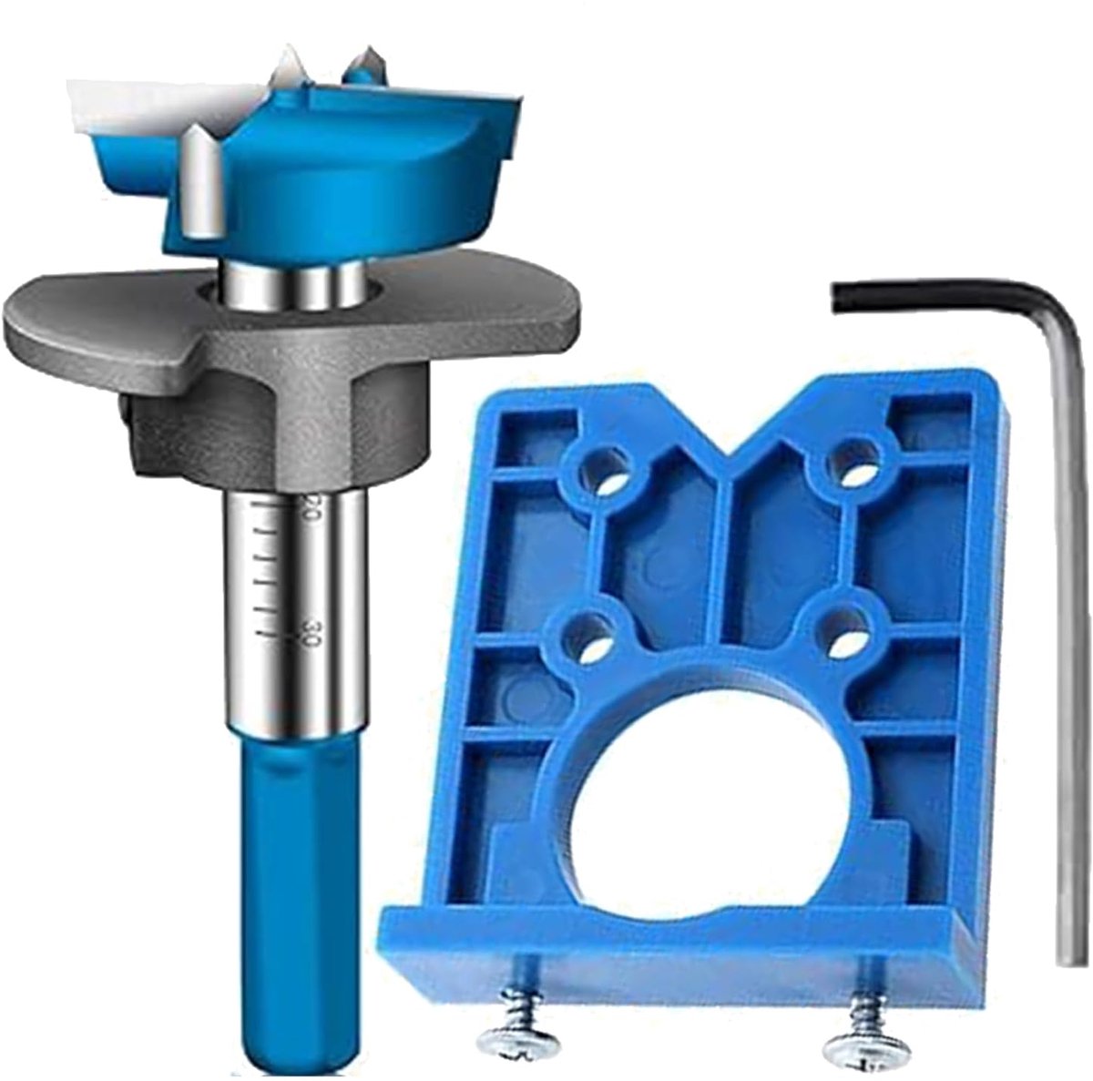 scharnieren, 35 mm, scharnierboorset, scharnierboor, houtboor, scharnierboor voor houtbewerking, doe-het-zelf-gereedschap, montageplaten, kastdeur, gatboren (blauw)