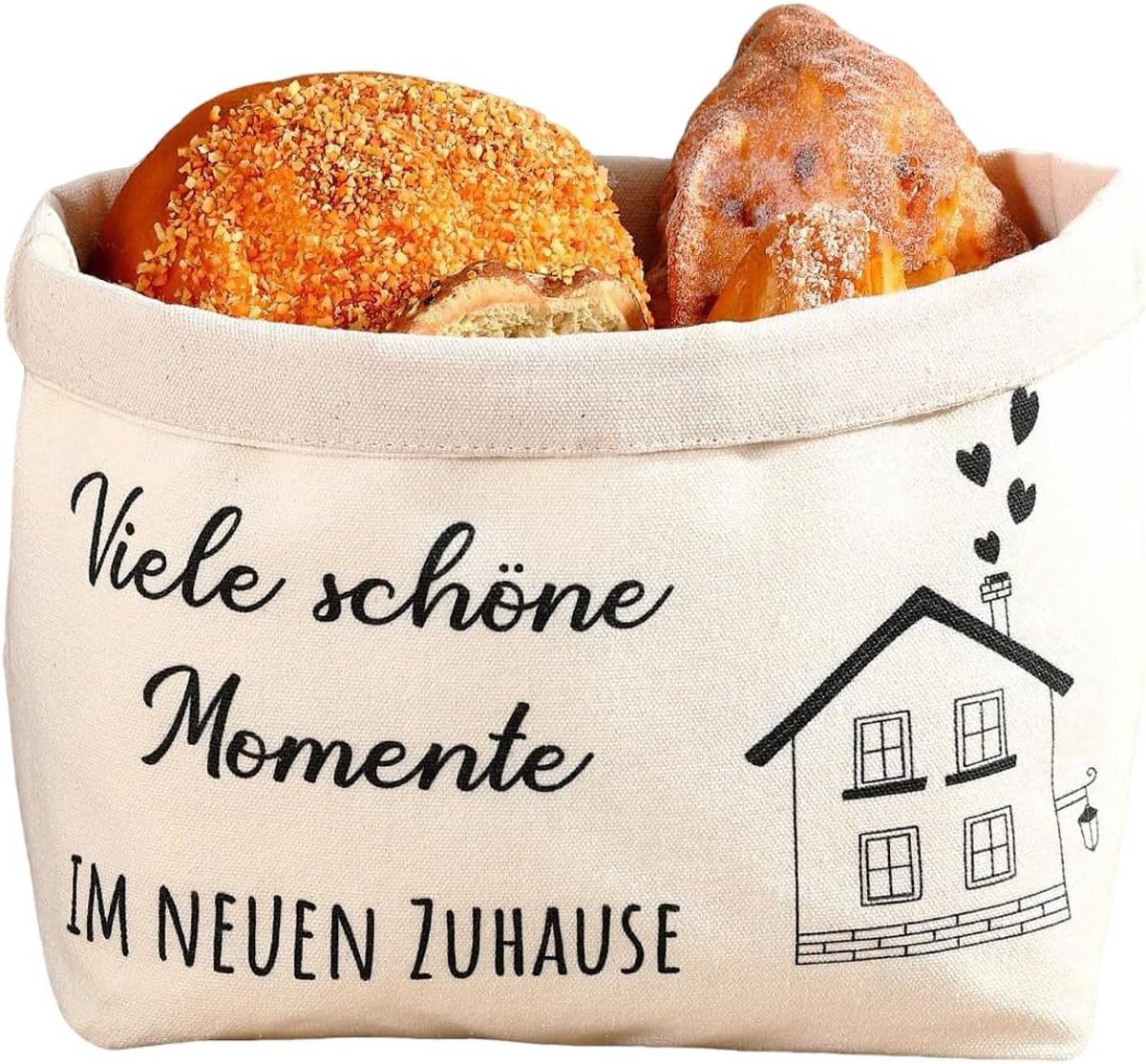 Broodmand stof - housewarmingsgeschenken woning, broodmand, cadeau voor housewarming, cadeau voor familie, vrienden en collega's (wit)