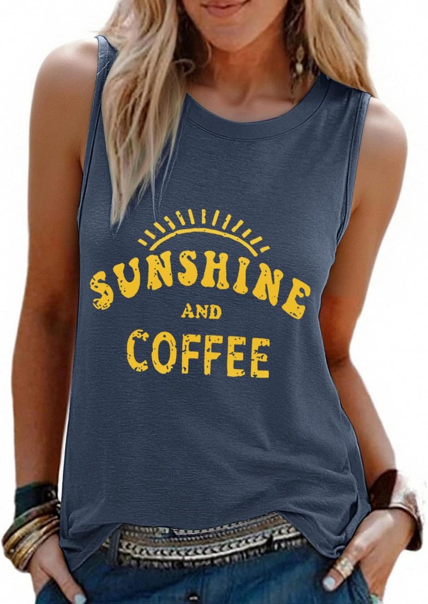 heekpek Tanktop dames zomer print tanktop ronde hals casual mouwloos T-shirt basic tops