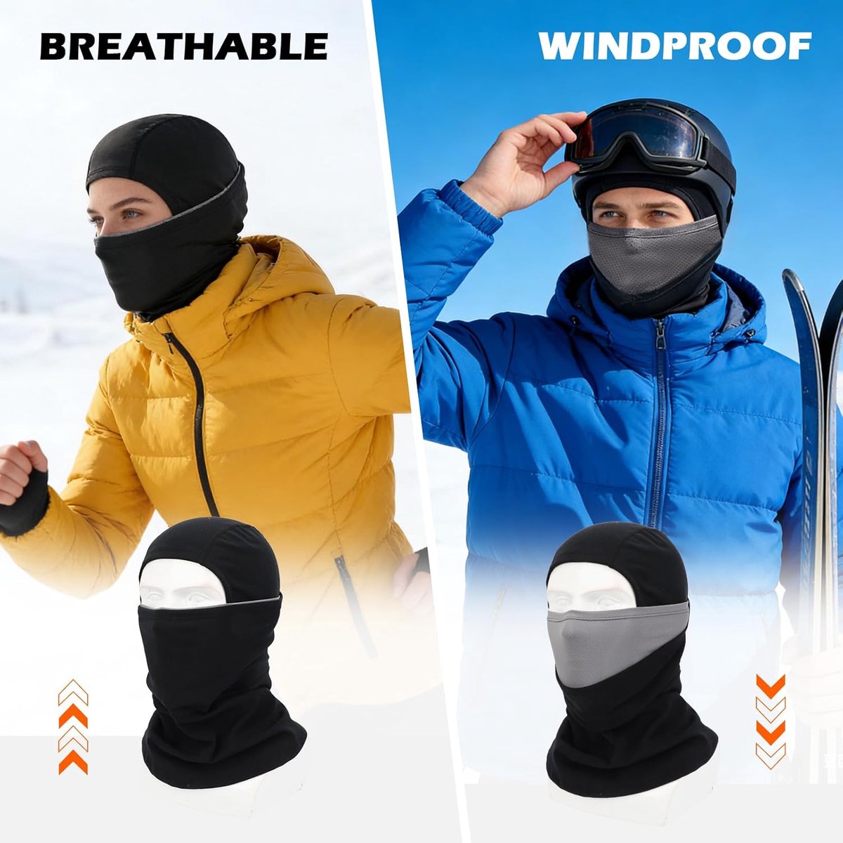Bivakmuts Winter Thermische Fleece Skimasker Unisex, Winddicht Ademend Gezichtsmasker Warme Slang Met Nekwarmer Mannen Vrouwen, Gezichtsbedekking Motorfiets Fietsen Bivakmuts voor Skiën
