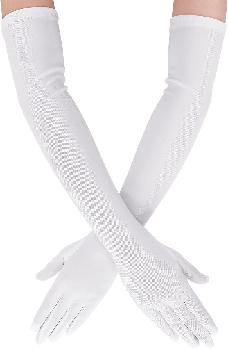 Handschoenen Opera Handschoenen Stretch Bruids Bruiloft Prom Party Kostuum Accessoires Handschoenen voor Vrouwen (Wit, 51 inch), Zoals afgebeeld., as pictures shown
