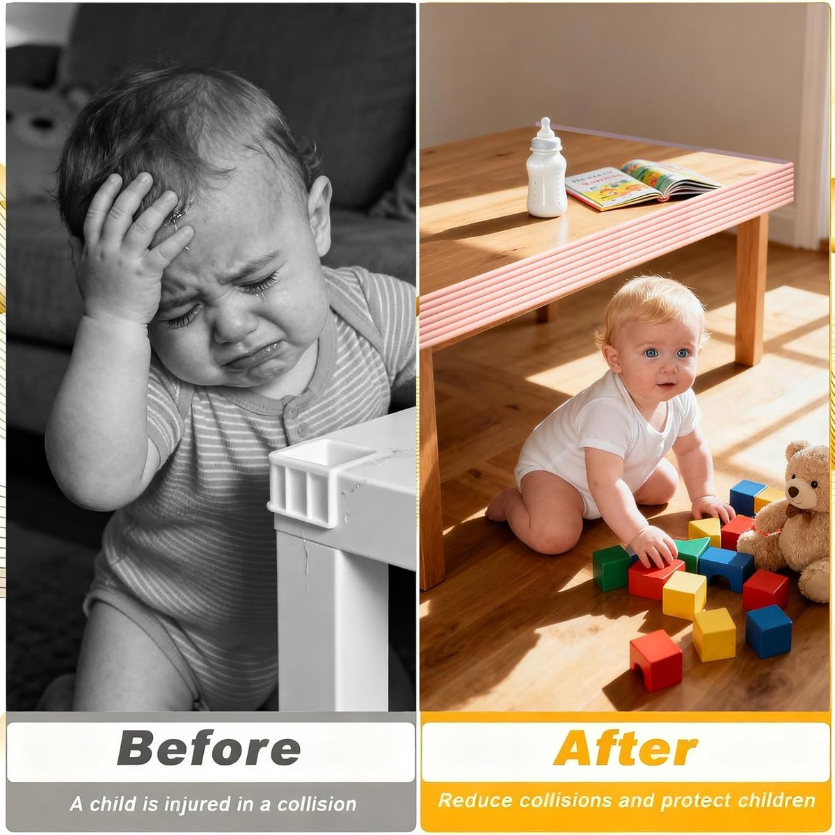 Randbescherming voor baby's, schuimrubber, tafelrandbescherming, hoeken, zelfklevend, voor kinderen, bed, vensterbank en bureau, meubels (Roze, 5M X 8CM)