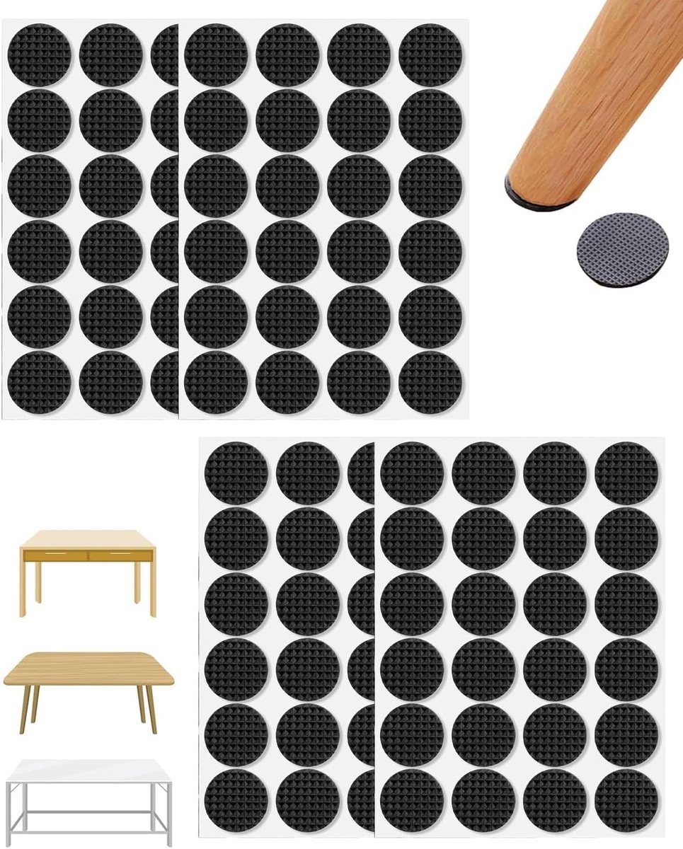 zelfklevend, rond, zwart, 96 stuks, Ø 20 mm, dikte 4 mm, robuuste meubelbescherming, krasbestendig en geluidsreductie, voor parket en laminaat