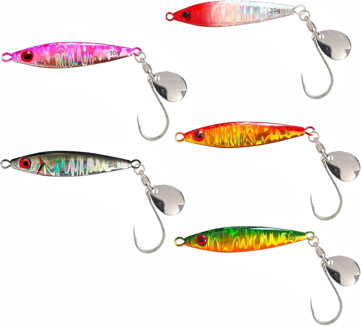 kunstaas, wobbler swimbait, spinnerbait, 5 stuks metalen visaas, paillettenlepel met hard aas B5-13
