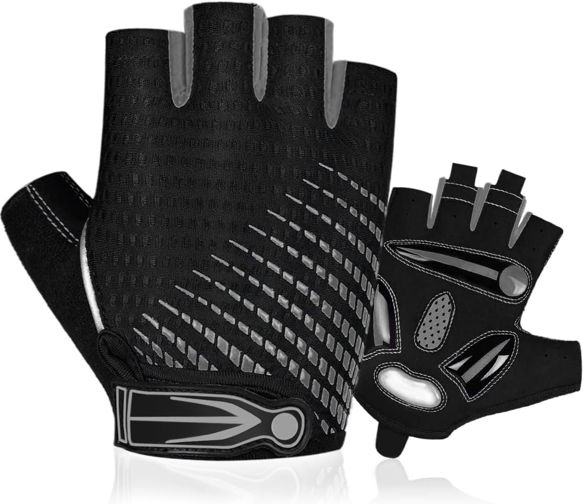 Handschoenen met halve vingers - Gel gevoerde vingerloze fietshandschoenen - ademende MTB-handschoenen voor mannen en vrouwen - Schokabsorberende antislip fietshandschoenen voor sport
