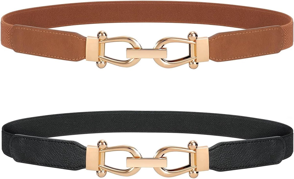 Skinny elastische tailleriem dunne dames vintage riem mode rekbare riem stretch taille riem met gouden gesp