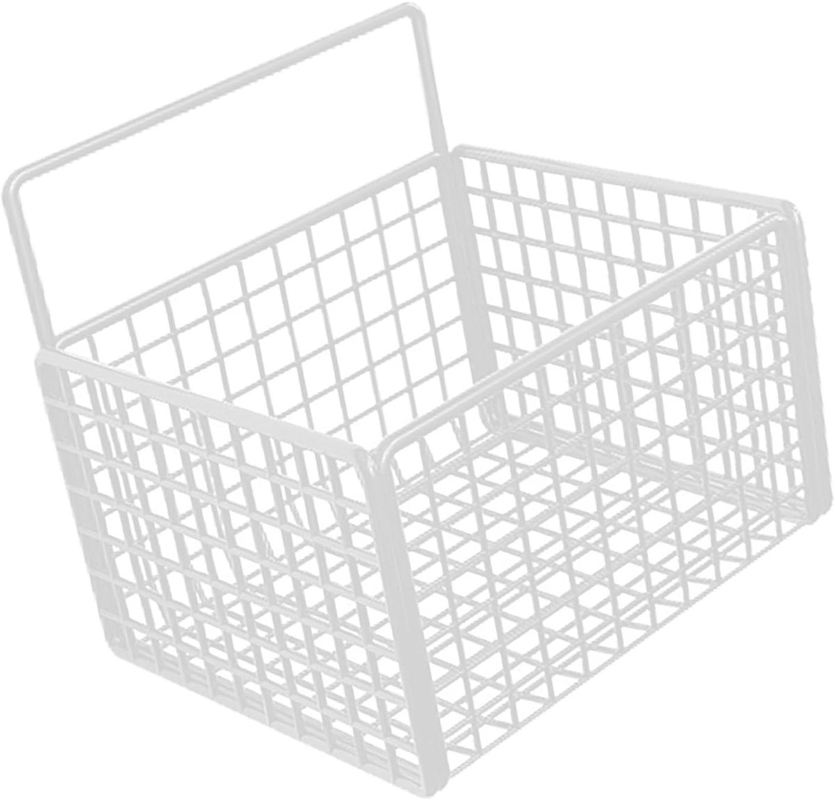 Wandgemonteerde Opbergmand, Sterke Lijm, Geen Boor, Hangende Draadmand voor Keuken, Voedselvoorraad (WHITE)