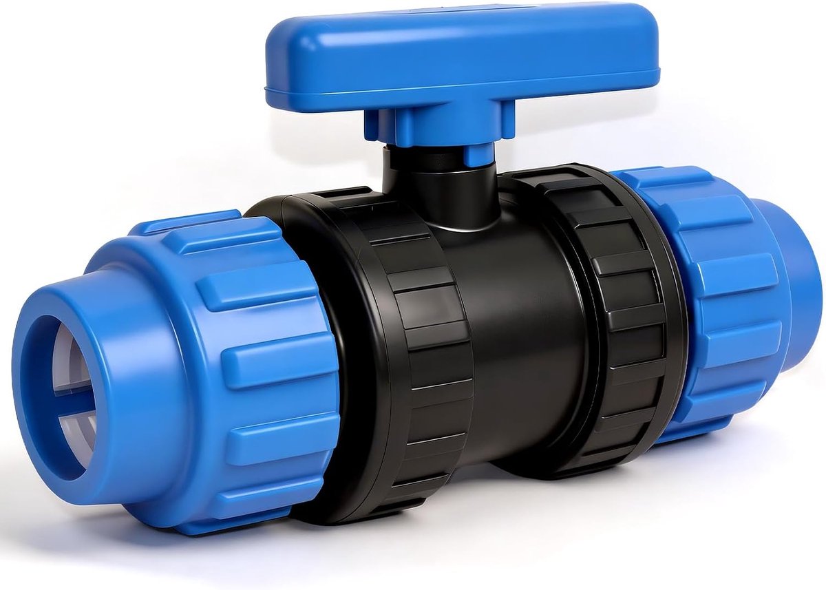 1 stuks PE-buis 32 mm kogelkraan P10, 32 mm klemconnector schroefverbinding voor PE-buis