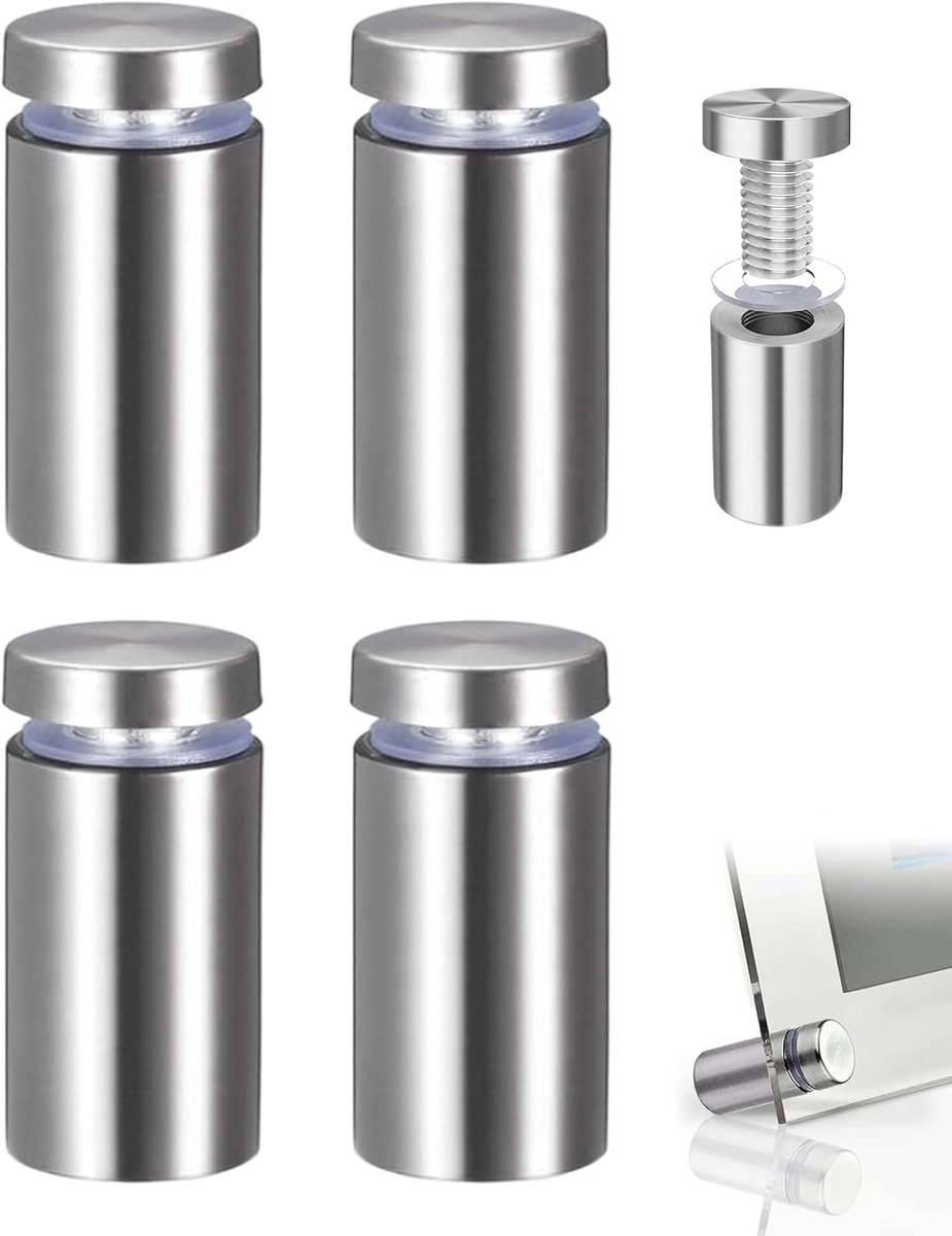 4 stuks Afstandshouder Wand,Afstandshouder Wand, Afstandshousingen Edelstaal,Wand voor Displays Ophangen Glas Spiegel Acryl, Edelstaal (16×30 mm)