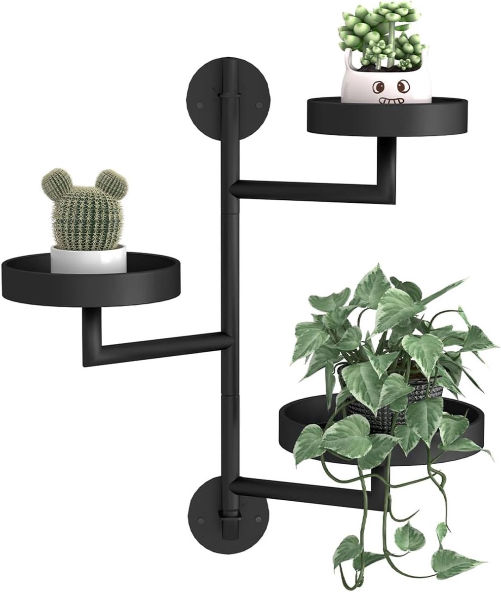 rek voor binnenplantendeur, 3 niveaus, metaal constructie, 43 cm breed voor optimale blootstelling aan licht, ideaal voor kruidenkweken