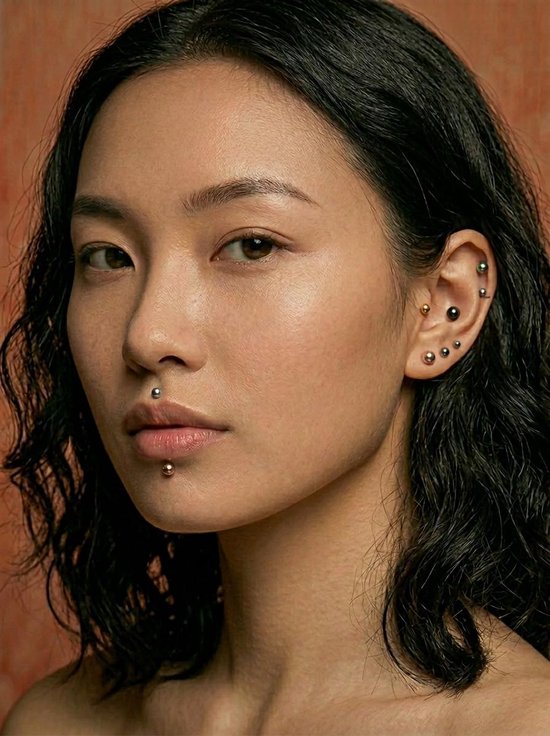 16G (1,2 mm) Labret Piercing Set Chirurgisch Staal - 4-10mm Korte Staven Flat Back Lip Piercing Tragus, Helix, Oor & Conch Plug - Zilver — afbeelding 5