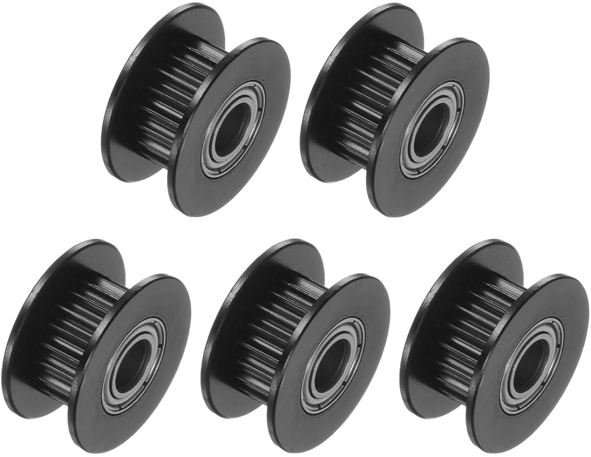 2GT Katrol 5 stuks - [5 mm boring x 18 mm OD] synchrone wiel 20 tanden voor 6 mm riembreedte, mechanische aandrijving CNC 3D-printer, aluminiumlegering, zwart