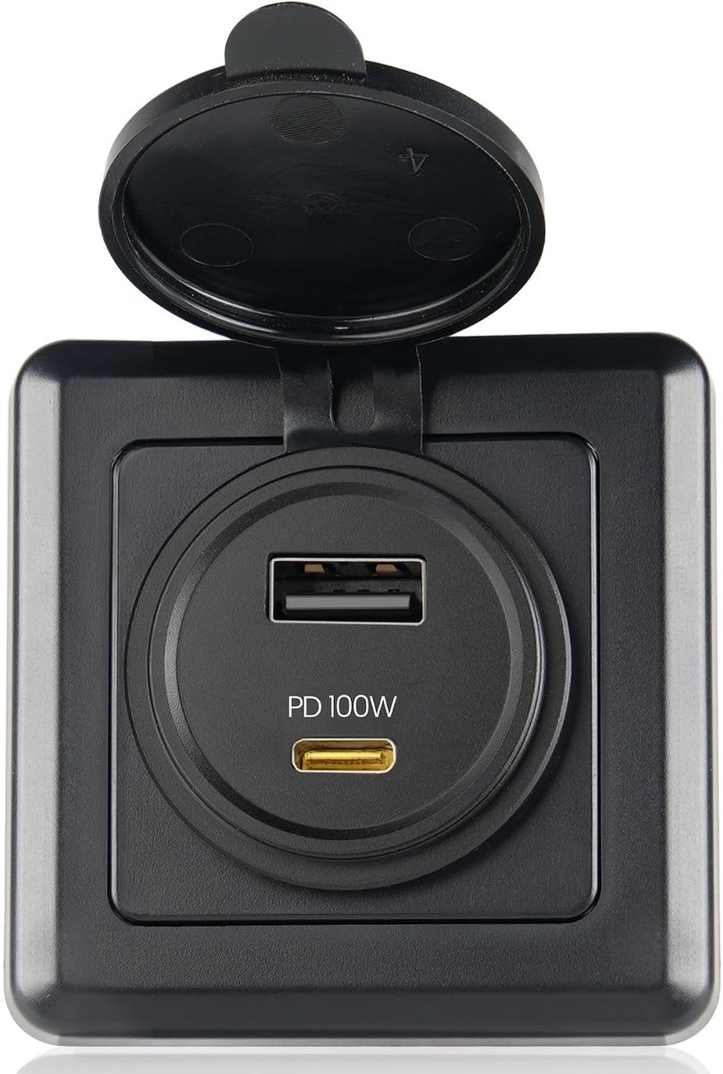 118 W USB-stopcontact voor camper, 100 W PD en 18 W USB-A dubbele poort, krachtige USB-C snel opladen voor laptop, tablet en telefoons, ideaal voor camper, aanhanger