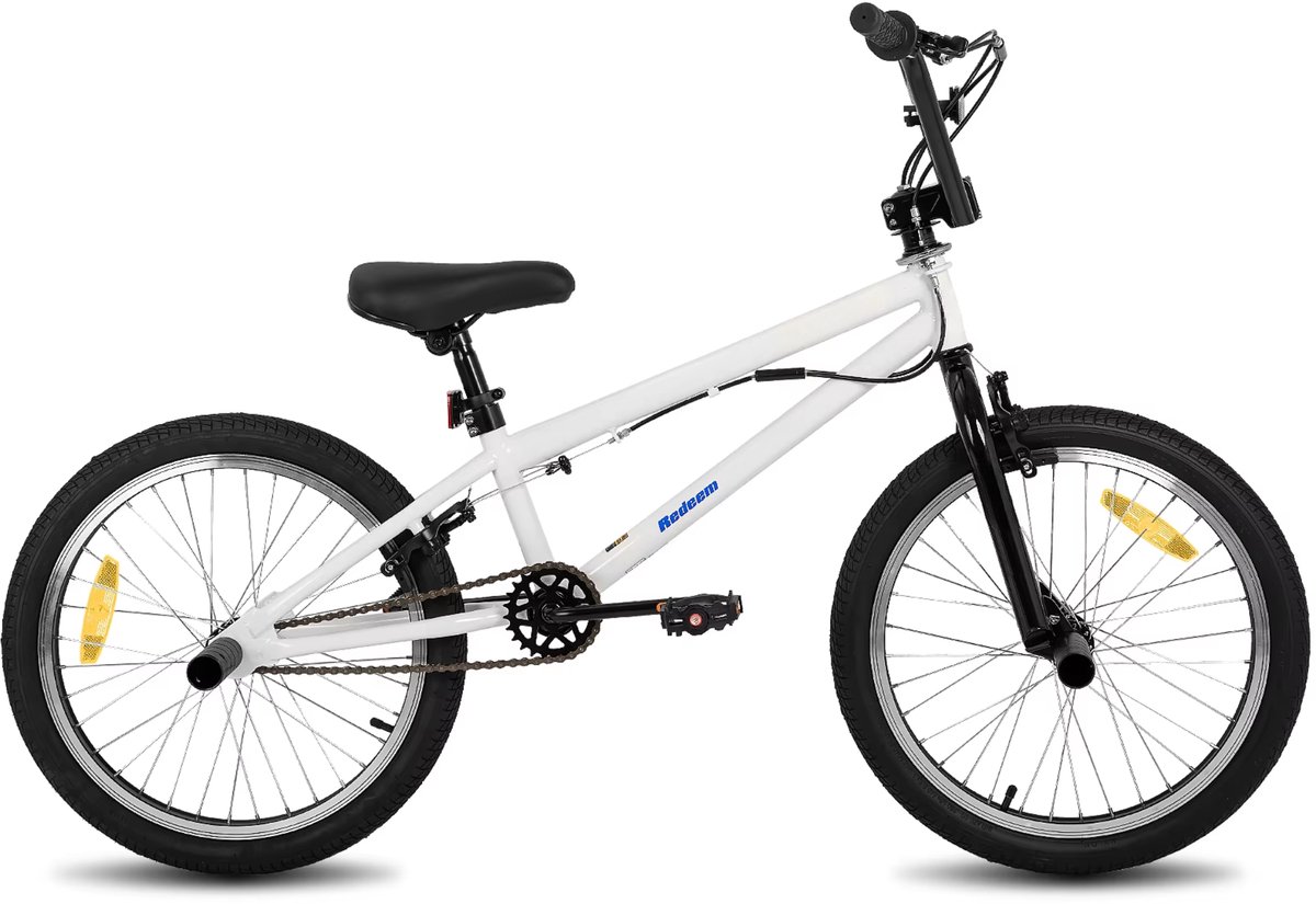 Freestyle BMX-fiets – Voor kinderen – Beginners tot geavanceerde rijders, met 360 graden gyro en 4 haringen – White-20 Inch