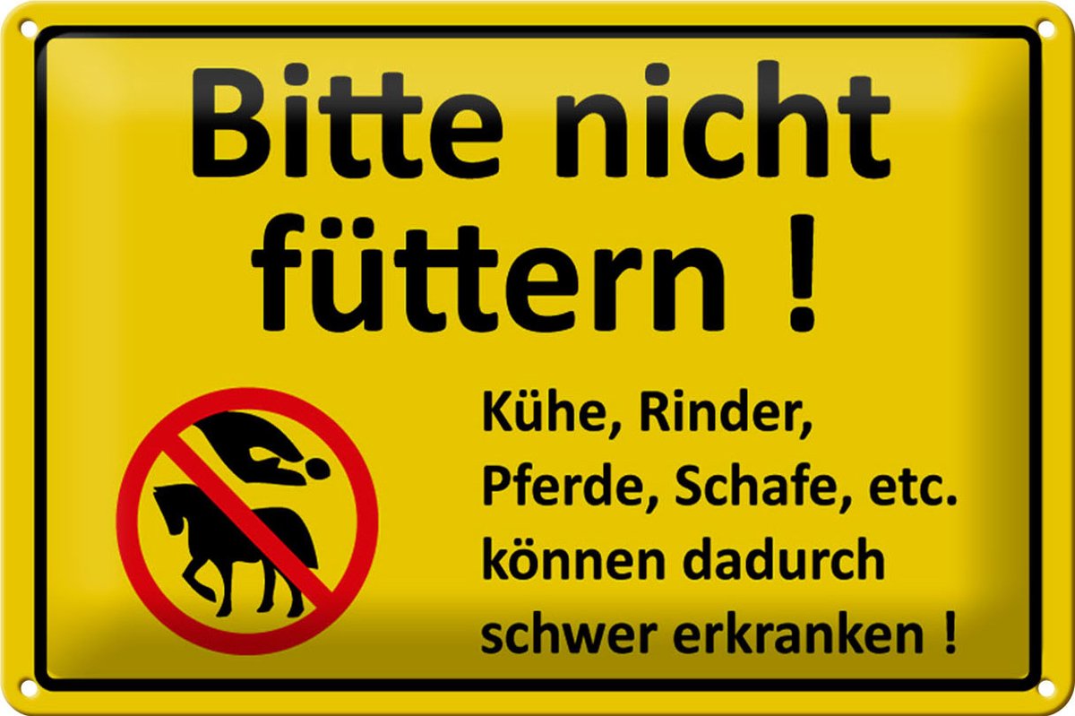 Blechschild Warnschild 30x20cm Bitte nicht füttern