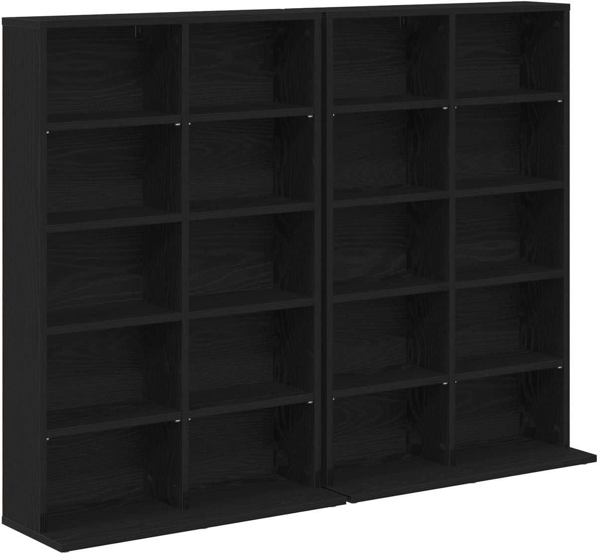 vidaXL CD - Kast - 2 - st - Zwart - eiken - 65 - x - 23,5 - x - 97,5 - cm - Bewerkt - hout Zwart eiken