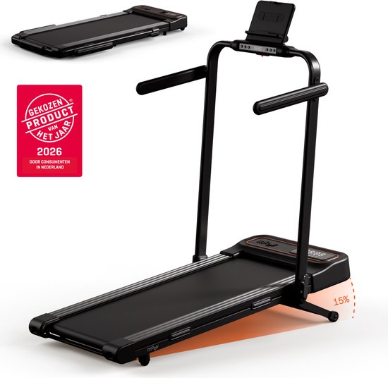 Foto: Moov walk plus loopband inklapbaar met helling 15 walking pad opvouwbare wandelband treadmill 1 8 km u incl accessoires