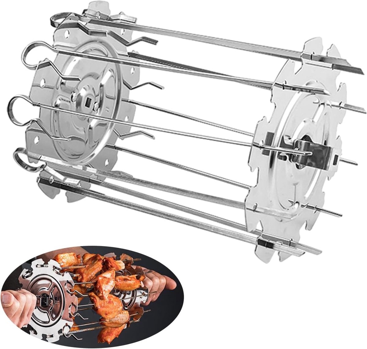 SnelShoppen - 10 Grill & Draaispiesen Set, Professionele Kwaliteit van Roestvrijstaal voor Oven, Grill of Airfryer, Perfect voor Feest, Camping en Tui