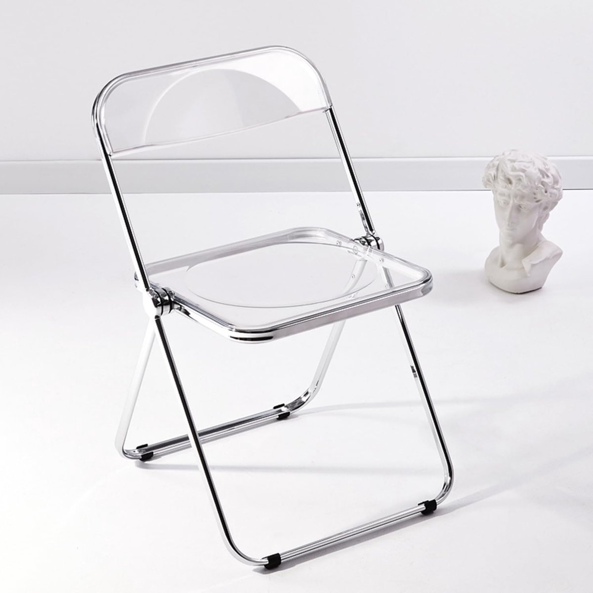 SnelShoppen - Luxe Moderne Acryl Vouwstoelen Transparant - Stapelbare Kristallen Stoelen - PC Kunststof Woonkamer Stoel met Chroom Frame - Accent Stoe
