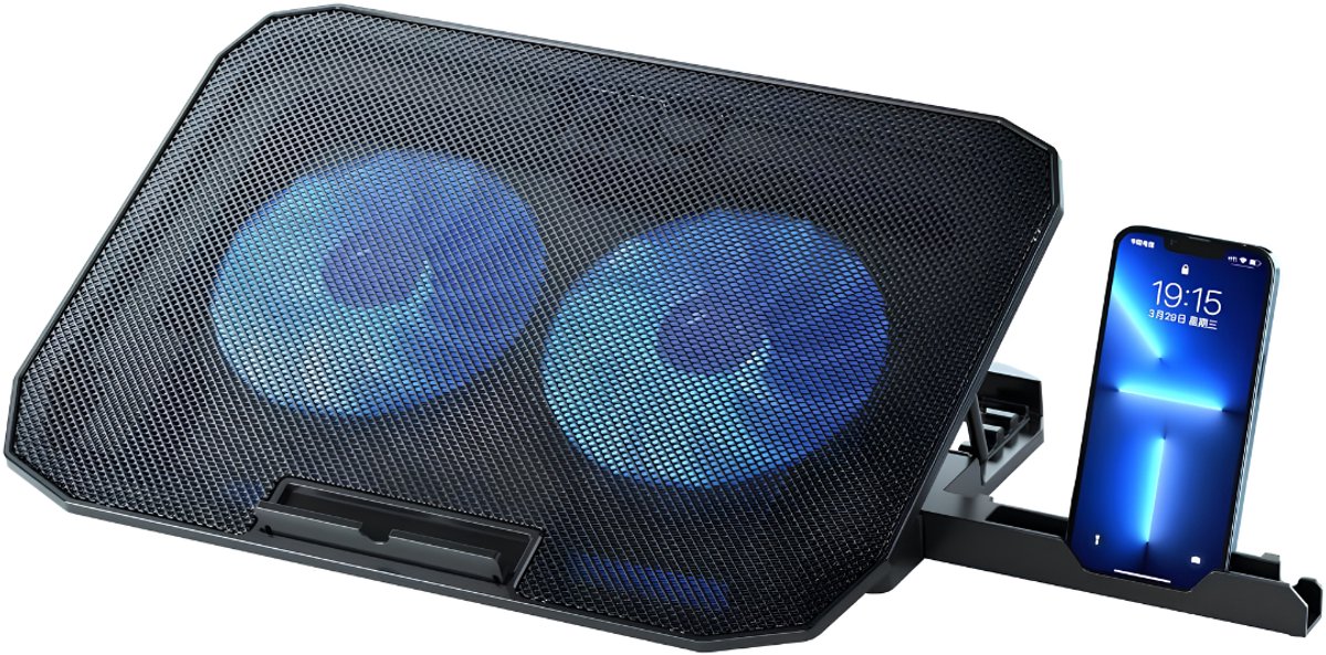 JCP® Laptop Cooler - Laptop Koeler - Laptop Cooler Verstelbaar - Zwart - 38cm x 27cm x 4cm