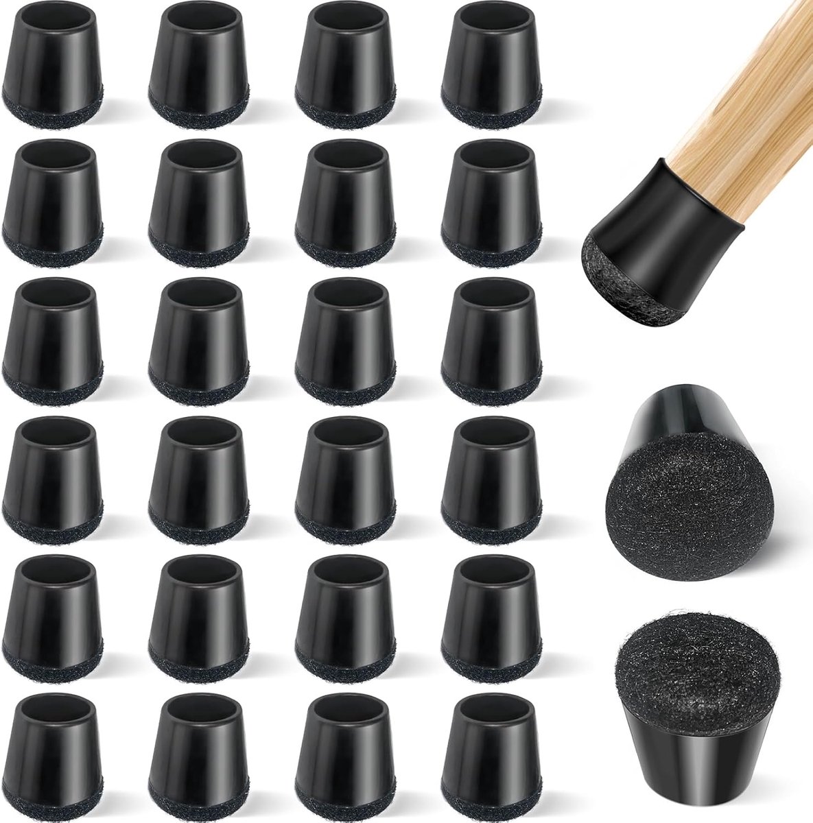 Meubelviltjes – 32 stuks – Silicone/TPR – Zwart – Voor 14-18 mm – Kras- & Geluiddempend